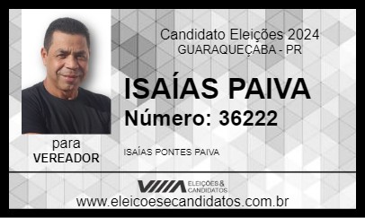 Candidato ISAÍAS PAIVA 2024 - GUARAQUEÇABA - Eleições