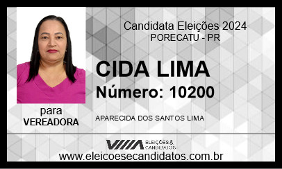 Candidato CIDA LIMA 2024 - PORECATU - Eleições