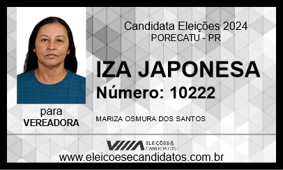 Candidato IZA JAPONESA 2024 - PORECATU - Eleições