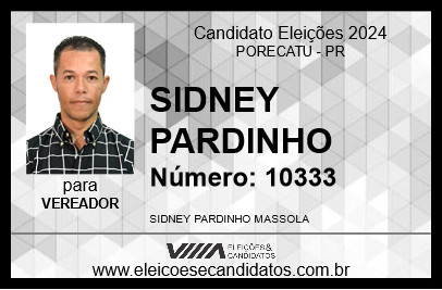 Candidato SIDNEY PARDINHO 2024 - PORECATU - Eleições