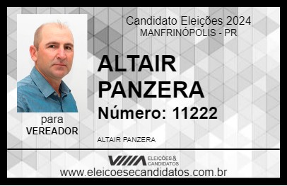 Candidato ALTAIR PANZERA 2024 - MANFRINÓPOLIS - Eleições