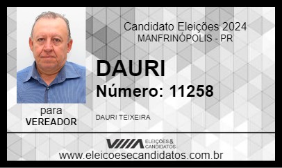 Candidato DAURI 2024 - MANFRINÓPOLIS - Eleições