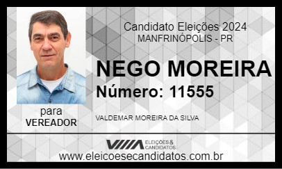 Candidato NEGO MOREIRA 2024 - MANFRINÓPOLIS - Eleições