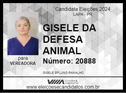 Candidato GISELE DA DEFESA ANIMAL 2024 - LAPA - Eleições