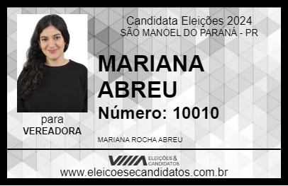 Candidato MARIANA ABREU 2024 - SÃO MANOEL DO PARANÁ - Eleições