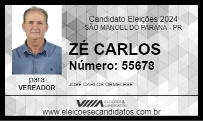 Candidato ZÉ CARLOS 2024 - SÃO MANOEL DO PARANÁ - Eleições