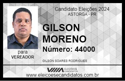 Candidato GILSON MORENO 2024 - ASTORGA - Eleições