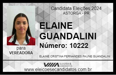 Candidato ELAINE GUANDALINI 2024 - ASTORGA - Eleições