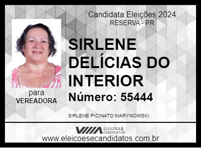 Candidato SIRLENE DELÍCIAS DO INTERIOR 2024 - RESERVA - Eleições