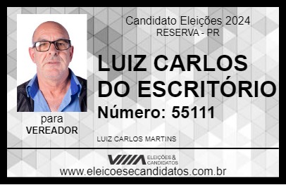 Candidato LUIZ CARLOS DO ESCRITÓRIO 2024 - RESERVA - Eleições