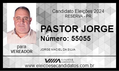 Candidato PASTOR JORGE 2024 - RESERVA - Eleições