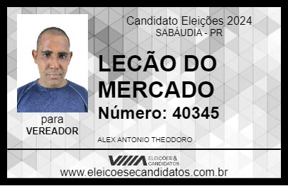 Candidato LECÃO DO MERCADO 2024 - SABÁUDIA - Eleições