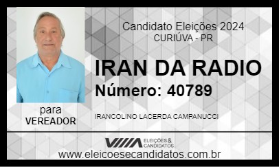 Candidato IRAN DA RADIO 2024 - CURIÚVA - Eleições