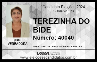 Candidato TEREZINHA DO BIDE 2024 - CURIÚVA - Eleições