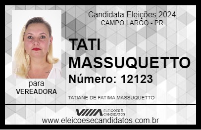 Candidato TATI MASSUQUETTO 2024 - CAMPO LARGO - Eleições