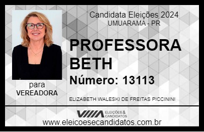 Candidato PROFESSORA BETH 2024 - UMUARAMA - Eleições