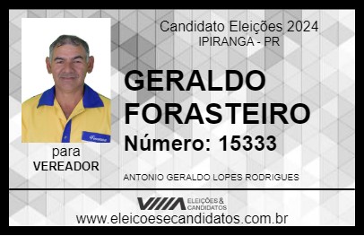 Candidato GERALDO FORASTEIRO 2024 - IPIRANGA - Eleições