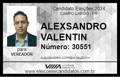 Candidato ALEXSANDRO VALENTIN 2024 - CAMPO LARGO - Eleições