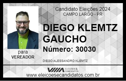 Candidato DIEGO KLEMTZ GAUCHO 2024 - CAMPO LARGO - Eleições