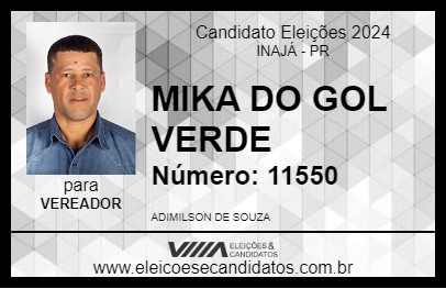 Candidato MIKA DO GOL VERDE 2024 - INAJÁ - Eleições