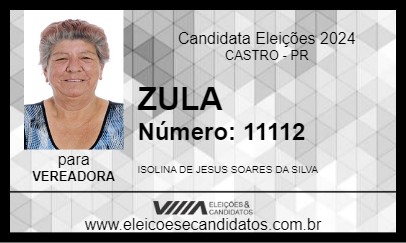 Candidato ZULA 2024 - CASTRO - Eleições