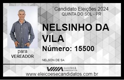 Candidato NELSINHO DA VILA 2024 - QUINTA DO SOL - Eleições