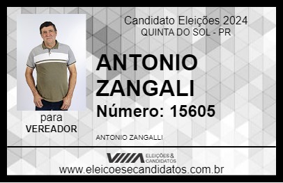 Candidato ANTONIO ZANGALI 2024 - QUINTA DO SOL - Eleições