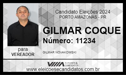 Candidato GILMAR COQUE 2024 - PORTO AMAZONAS - Eleições