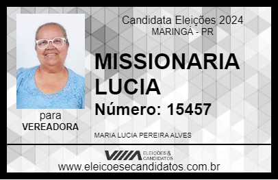 Candidato MISSIONARIA LUCIA 2024 - MARINGÁ - Eleições