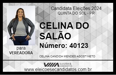 Candidato CELINA DO SALÃO 2024 - QUINTA DO SOL - Eleições