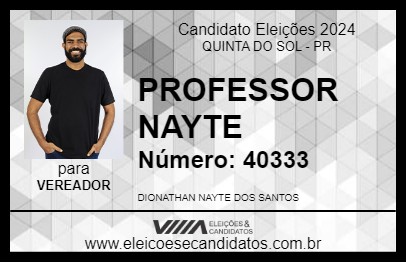 Candidato PROFESSOR NAYTE 2024 - QUINTA DO SOL - Eleições