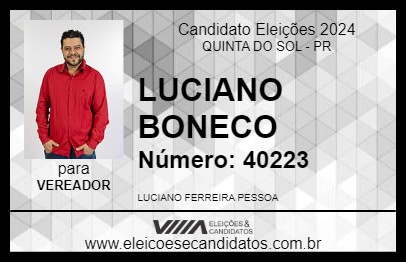 Candidato LUCIANO BONECO 2024 - QUINTA DO SOL - Eleições