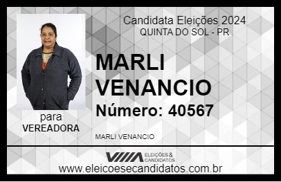 Candidato MARLI VENANCIO 2024 - QUINTA DO SOL - Eleições