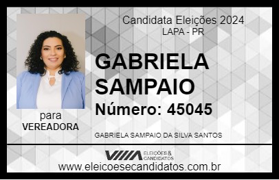 Candidato GABRIELA SAMPAIO 2024 - LAPA - Eleições