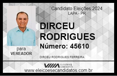 Candidato DIRCEU RODRIGUES 2024 - LAPA - Eleições