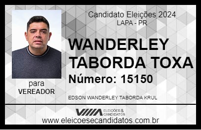 Candidato WANDERLEY TABORDA TOXA 2024 - LAPA - Eleições