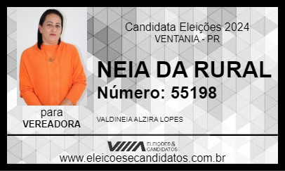 Candidato NEIA DA RURAL 2024 - VENTANIA - Eleições