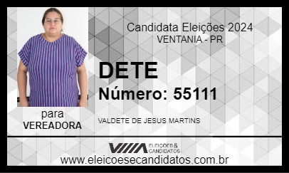 Candidato DETE 2024 - VENTANIA - Eleições