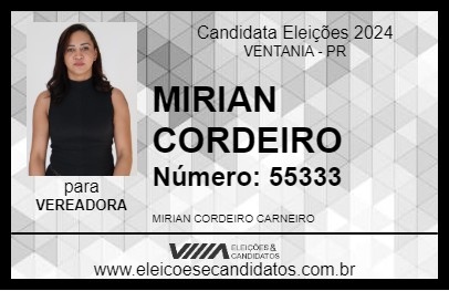 Candidato MIRIAN CORDEIRO 2024 - VENTANIA - Eleições