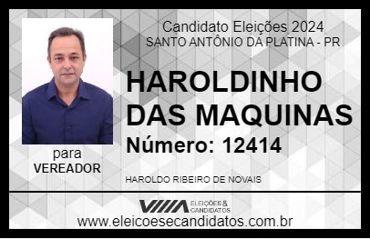 Candidato HAROLDINHO DAS MAQUINAS 2024 - SANTO ANTÔNIO DA PLATINA - Eleições