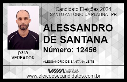 Candidato ALESSANDRO DE SANTANA 2024 - SANTO ANTÔNIO DA PLATINA - Eleições