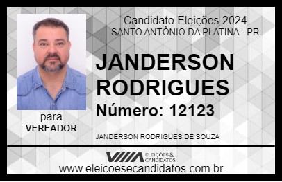 Candidato JANDERSON RODRIGUES 2024 - SANTO ANTÔNIO DA PLATINA - Eleições