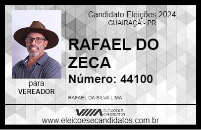 Candidato RAFAEL DO ZECA 2024 - GUAIRAÇÁ - Eleições