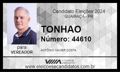 Candidato TONHAO 2024 - GUAIRAÇÁ - Eleições