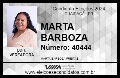 Candidato MARTA BARBOZA 2024 - GUAIRAÇÁ - Eleições