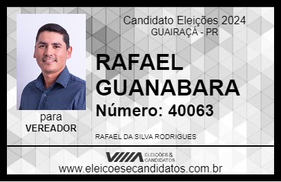 Candidato RAFAEL GUANABARA 2024 - GUAIRAÇÁ - Eleições