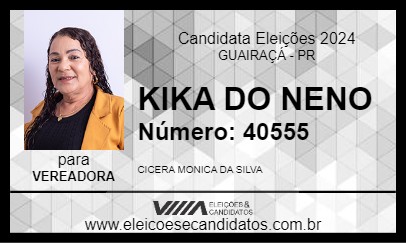 Candidato KIKA DO NENO 2024 - GUAIRAÇÁ - Eleições