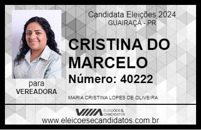 Candidato CRISTINA DO MARCELO 2024 - GUAIRAÇÁ - Eleições