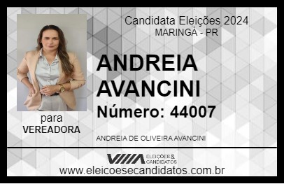 Candidato ANDREIA AVANCINI 2024 - MARINGÁ - Eleições