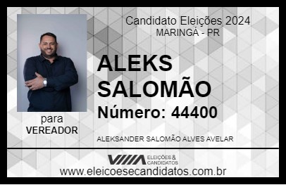 Candidato ALEKS SALOMÃO 2024 - MARINGÁ - Eleições